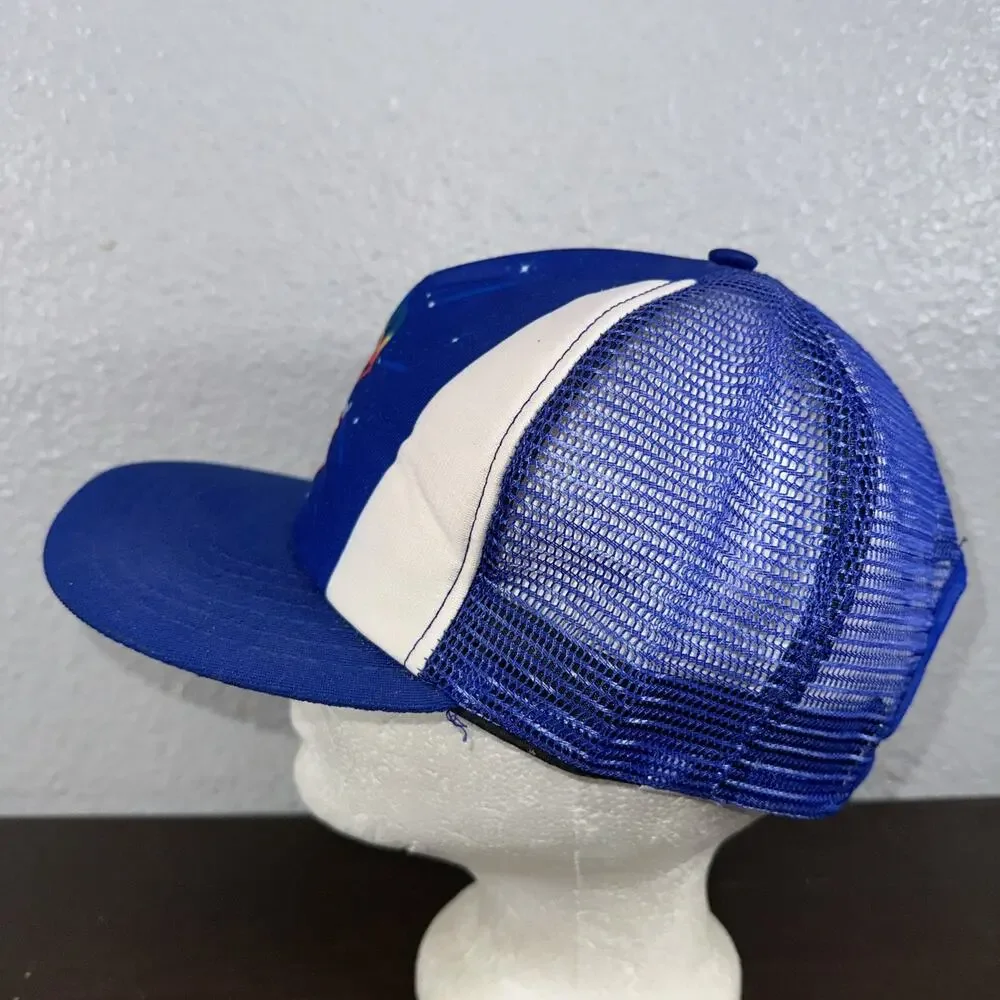 Vintage 1982 Walt Disney World Epcot Hat Cap Snap Back Blue Trucker Adjustable - Picture 4 of 7
